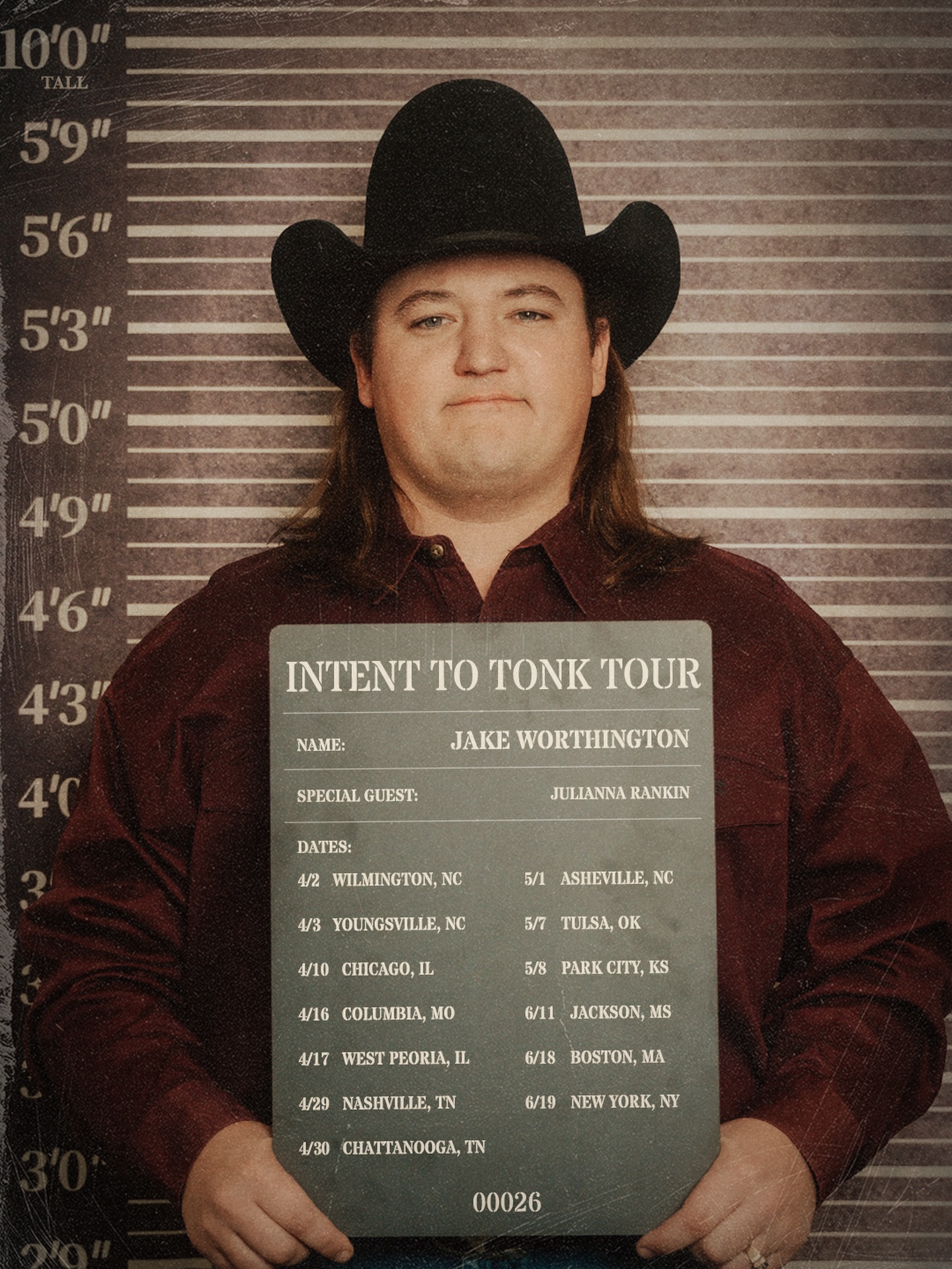 Jake Worthington Intent To Tonk Tour Poster 2026